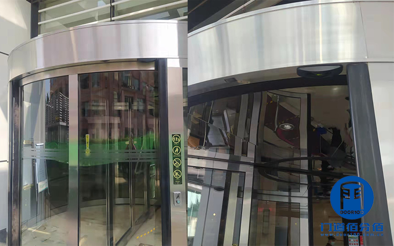 兩翼電動旋轉門防夾故障，更換新式激光防夾傳感器解決問題