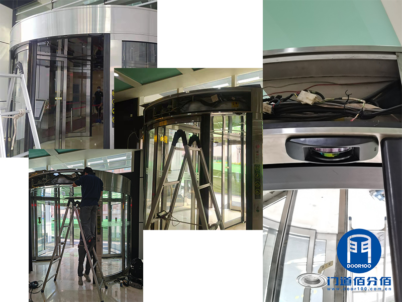 兩翼電動旋轉門防夾故障，更換新式激光防夾傳感器解決問題